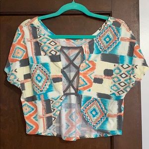 Tribal open back cropped shirt